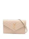 Saint Laurent Cassandre Envelope Chain Wallet In Grain De Poudre Leather Accessories In Neutral