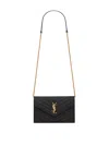 Saint Laurent Cassandre Envelope Chain Wallet In Grain De Poudre Leather Bags In Black