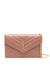 Saint Laurent Cassandre Envelope Clutch Bag In Pink