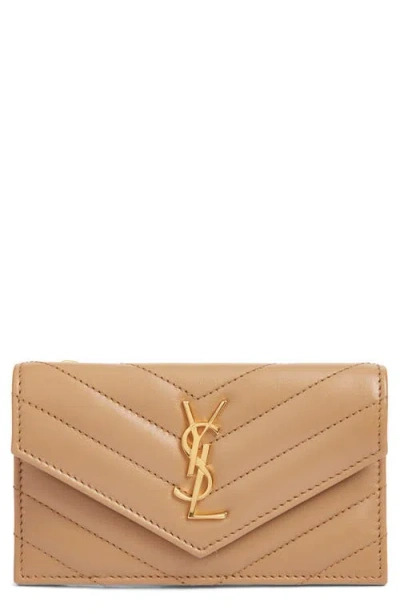Saint Laurent Cassandre Envelope Flap Card Case In Pink