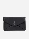 Saint Laurent Cassandre Envelope Large Leather Clutch Bag In Black