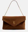 Saint Laurent Cassandre Suede Shoulder Bag In Sand