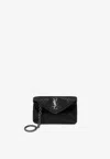 Saint Laurent Cassandre Envelope Leather Keychain In Black