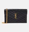 Saint Laurent Cassandre Envelope Leather Wallet On Chain In Black