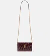 Saint Laurent Cassandre Envelope Leather Wallet On Chain In Burgundy