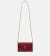 Saint Laurent Cassandre Envelope Leather Wallet On Chain In Burgundy