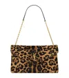 Saint Laurent Cassandre Envelope Leopard Chain Wallet In Brown