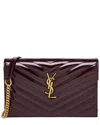 Saint Laurent Cassandre Envelope Patent Wallet On Chain In Brown