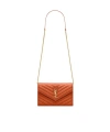 Saint Laurent Cassandre Envelope Sheep Leather Envelope Chain Wallet In Brown