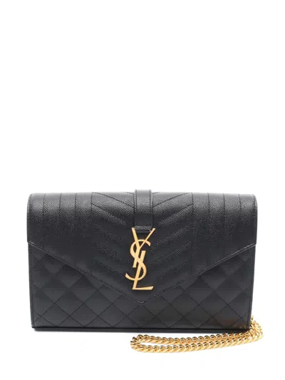 Pre-owned Saint Laurent Cassandre Envelope Shoulder Bag In Black