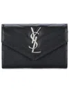 Saint Laurent Cassandre Envelope Small Black Wallet In Black