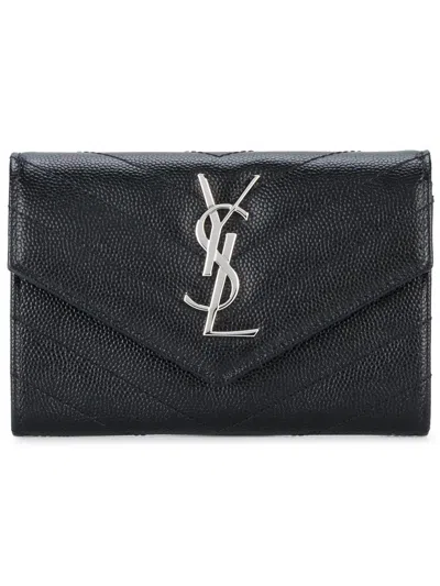 Saint Laurent Cassandre Envelope Small Black Wallet