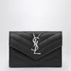 Saint Laurent Cassandre Envelope Small Black Wallet In Black