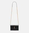 Saint Laurent Cassandre Envelope Small Leather Wallet On Chain In Black