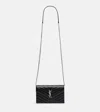 Saint Laurent Cassandre Envelope Small Leather Wallet On Chain In Black