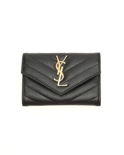 Saint Laurent Cassandre Envelope Wallet In Black
