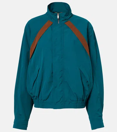 Saint Laurent Cassandre Faille Technical Jacket In Blue