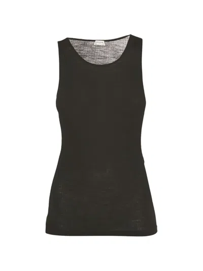 Pre-owned Saint Laurent Cassandre Fine-knit Top In Black