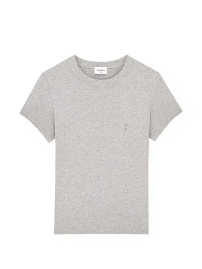 Saint Laurent Cassandre Fitted T-shirt In Gray