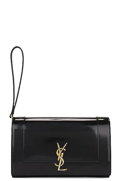 Saint Laurent Cassandre Flap Pouch In Noir