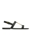 Saint Laurent Cassandre Sandals In Smooth Leather In Black