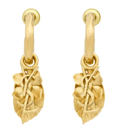 Saint Laurent Cassandre Floral Earrings In Yellow