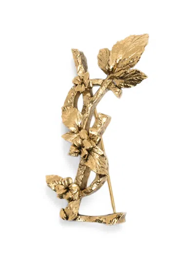 Saint Laurent Cassandre Floral-motif Brooch In White