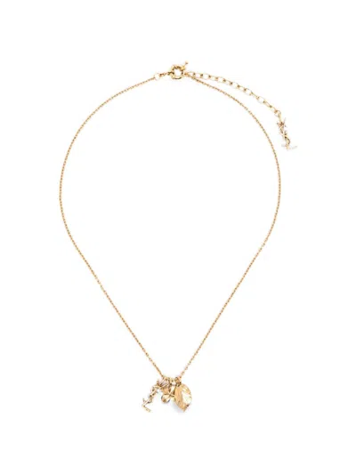 Saint Laurent Cassandre Flower Necklace In Gold