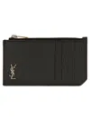 Saint Laurent Men Cassandre Fragments Card Holder In Black