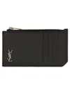 Saint Laurent Men Cassandre Fragments Card Holder In Black