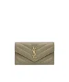 Saint Laurent Cassandre Fragments Flap Card Case In Lambskin