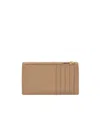 Saint Laurent Cassandre Fragments Flap Card Case In Lambskin In Brown