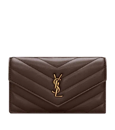 Saint Laurent Cassandre Fragments Flap Card Holder In Beige