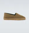 Saint Laurent Brown Espadrilles With Tonal Cassandre Embroidery On The Side And Almond Toe In Cotton Man In Green