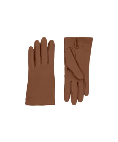 Saint Laurent Cassandre Gloves In Leather, Cashmere, And Wool In Brown