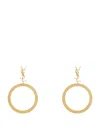 Saint Laurent Cassandre Pendant Hoop Earrings In Gold