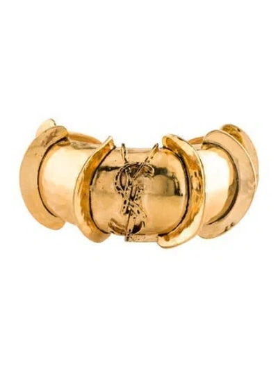 Pre-owned Saint Laurent Cassandre Gold-tone Cuff, 7.5" In Multi
