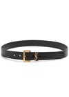 Saint Laurent Cassandre Leather Belt In Black