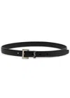 Saint Laurent Cassandre Grained Leather Belt In Black