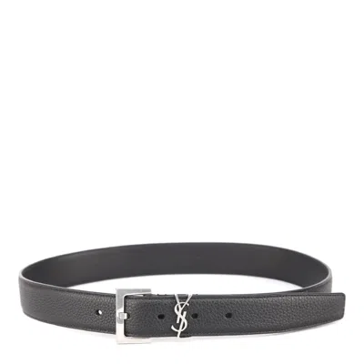 Saint Laurent Black Leather Belt With Logo