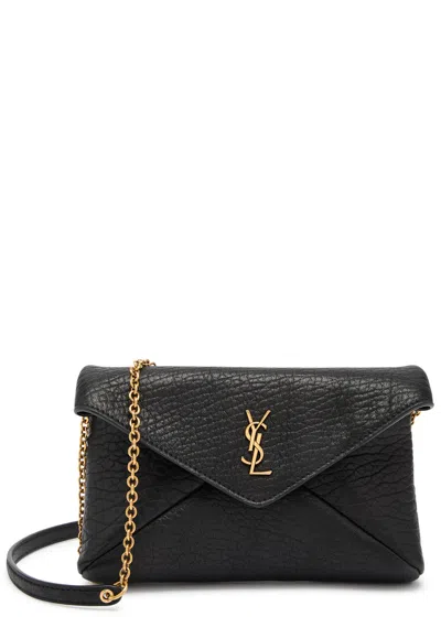 Saint Laurent Cassandre Grained Leather Cross-body Bag In Black