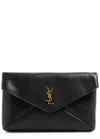Saint Laurent Cassandre Grained Leather Pouch In Black