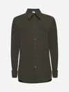 Saint Laurent Cassandre Green Linen And Cotton Shirt