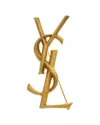 Saint Laurent Golden Cassandre Brooch With Snake Texture In Gold