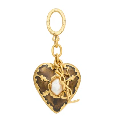 Saint Laurent Cassandre Heart Bag Charm In Orange