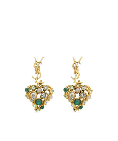 Saint Laurent Cassandre Heart Earrings In Multicolor