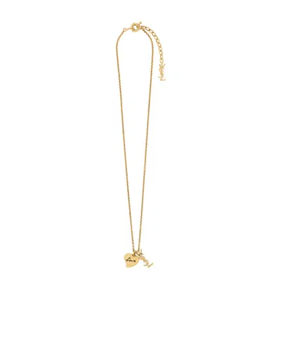 Saint Laurent Cassandre Heart Necklace In Brass In Tonglu Gold