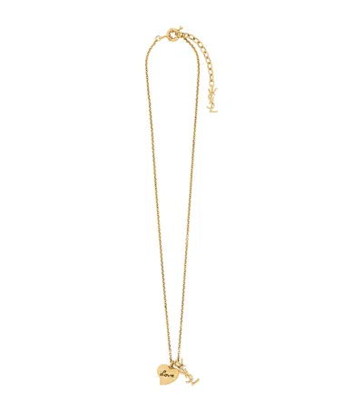 Saint Laurent Cassandre Heart Necklace In Gold