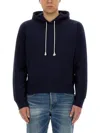 Saint Laurent Midnight Blu Cotton Sweatshirt In Blue