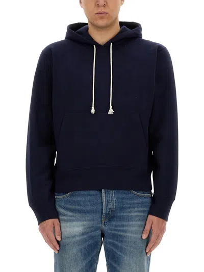 Saint Laurent Midnight Blu Cotton Sweatshirt In Black